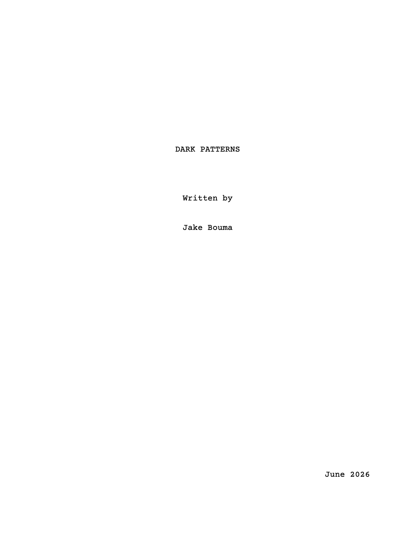 Dark Patterns — screenplay title page