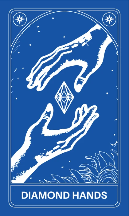 Crypto Tarot card: Diamond Hands.