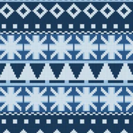 The Onchain Fair Isle app icon: a snowflake knitting pattern in Reserve Blue.